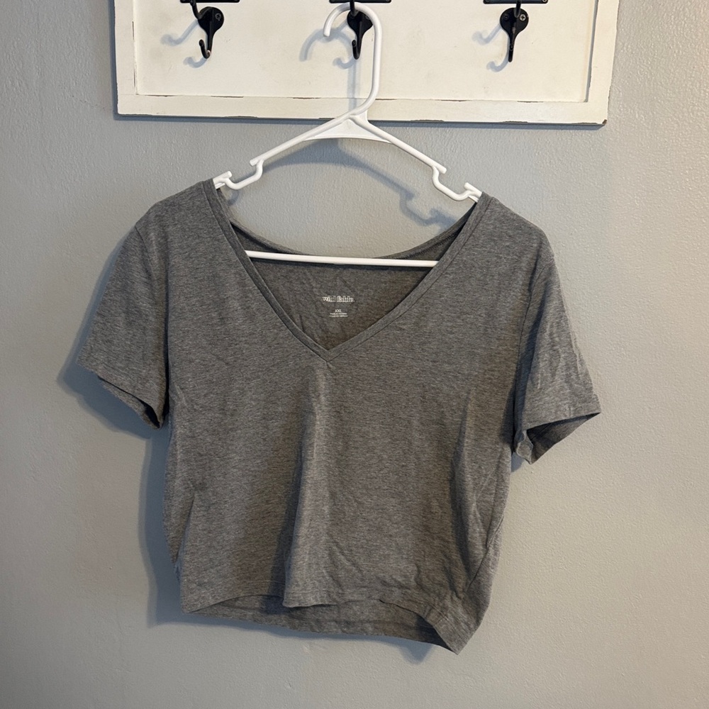 Wild Fable Gray V-Neck Crop Top